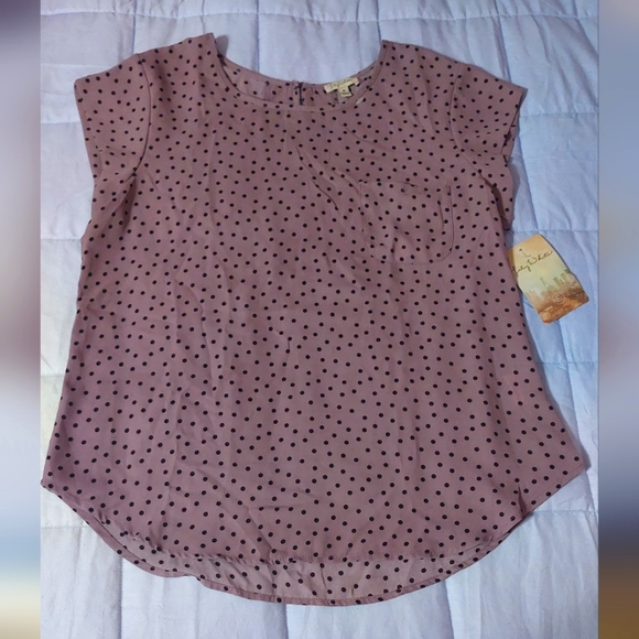 NWT LILY WHITE POLKA DOT BLOUSE - Picture 1 of 2